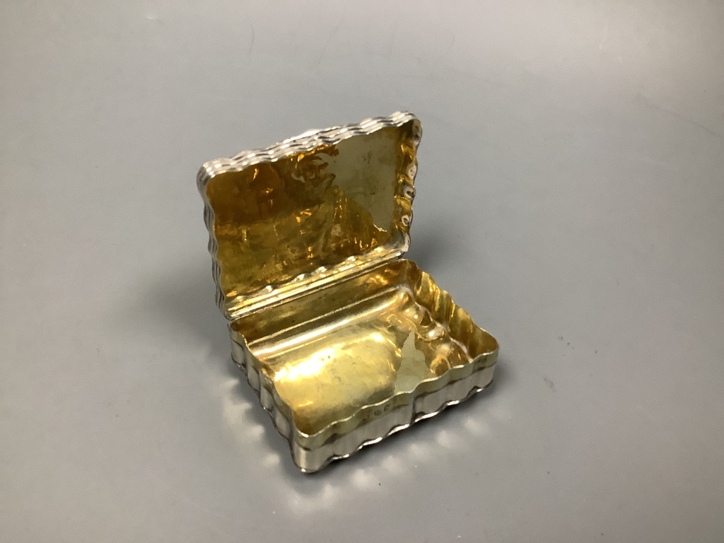 A late 19th/early 20th century Hanau? engraved white metal snuff box